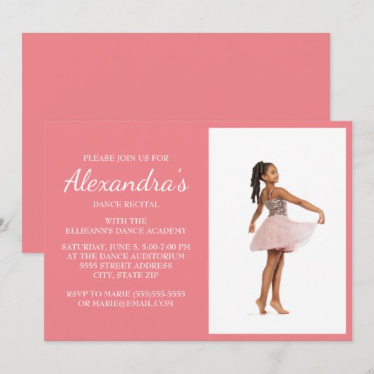 Roze Dance Overweging Foto uitnodigen Kaart (Voorkant / Achterkant)