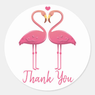 Roze dank u Flamingo Tropische bruiloft Luau Ronde Sticker