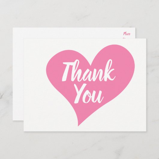 Roze Dank u Hart bruiloft, Vrijgezellenfeest Briefkaart (Voorkant / Achterkant)