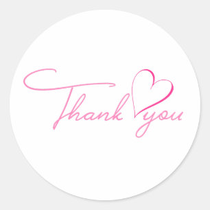 Roze Dank u Hart Eenvoudig Elegant Ronde Sticker