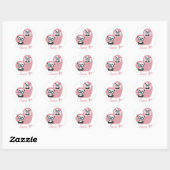 Roze dank u Panda Teddy Bear Hart Bruiloft Ronde Sticker (Vel)