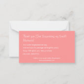 Roze dank u voor uw cadeau met aankoopkorting notitiekaartje (Achterkant)