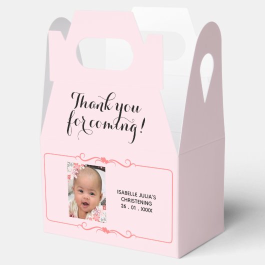  Roze DANK VOOR HET KOMEN! Christening Bedankdoosjes (Geopend)