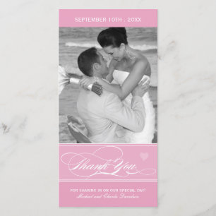 Roze Dankjewel Fotokaart (4x8) Bedankkaart