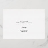Roze Dankjewel Script Custom Logo Roze Goud Folie Feestdagenkaart (Achterkant)