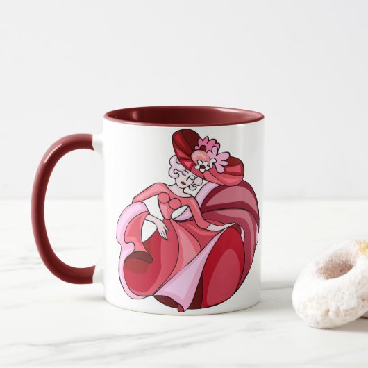 Roze Dansende Dame Mok (Met donut)