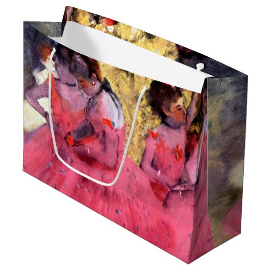 Roze dansers, Edgar Degas Large Gift Bag Groot Cadeauzakje (Voorkant Gekanteld)