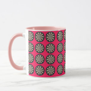 Roze Dartboard Bullseye Pattern Mok