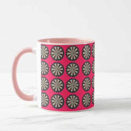 Roze Dartboard Bullseye Pattern Mok (Links)