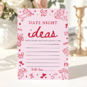 Roze Date Night Ideeën Bruidsfeest Spel Kaart