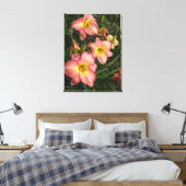 Roze Daylilies Wrapped Canvas (Insitu (Slaapkamer))