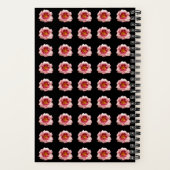 Roze Daylily Bloom op Black Floral Pattern Notitieboek (Achterkant)