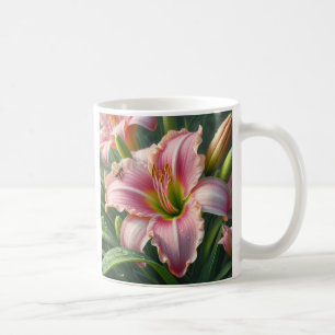 Roze Daylily Floral Koffiemok