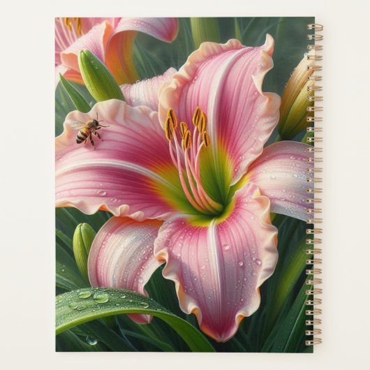 Roze Daylily Floral Planner (Achterkant)