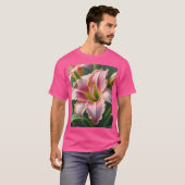 Roze Daylily Floral T-shirt (Voorkant volledig)