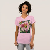 Roze Daylily Floral T-shirt (Voorkant volledig)
