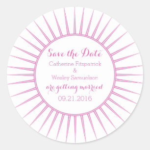 Roze Deco Retro Save the Date Stickers