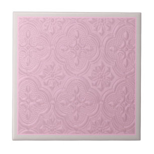 Roze decoratief bloempatroon tegeltje