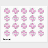 Roze Decoratieve Floral Classic Ronde Sticker (Vel)
