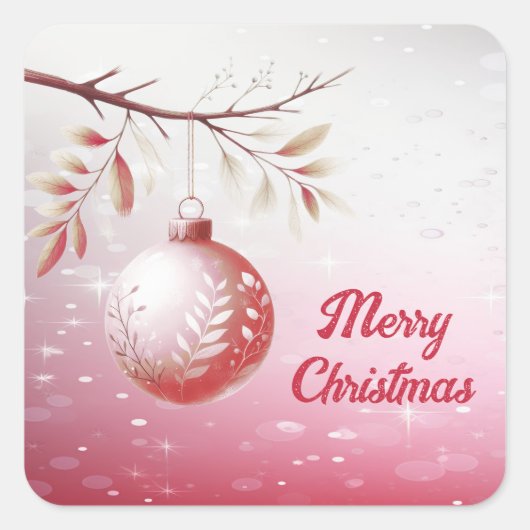 Roze Decoratieve Kerstbal Sticker (Voorkant)