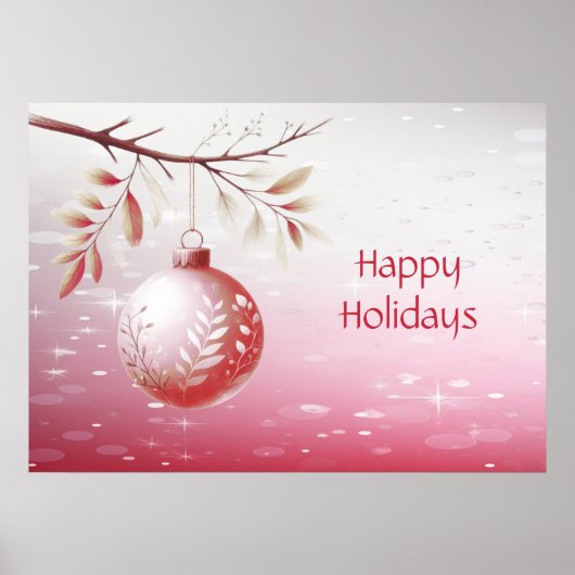Roze Decoratieve Kerstbal Vakantie Poster (Voorkant)