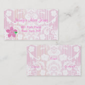 Roze demkaart voor mammie contactkaartje (Voorkant / Achterkant)