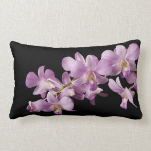 Roze Dendrobium Orchid Flower on Black - Orchids Kussen
