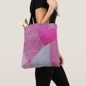 Roze denim hart Canvas tas (Dichtbij)
