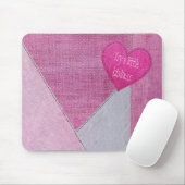 Roze Denim-hart met Muismat Citaat (Met muis)