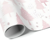 Roze dennenbomen cadeaupapier (Rol Hoek)