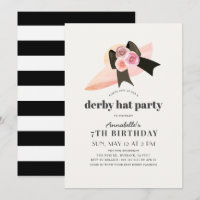 Roze Derby Pet Roos Girl Birthday Party Invitation