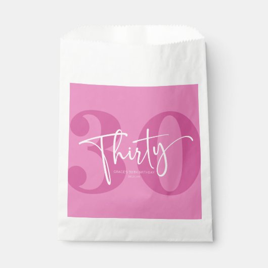 Roze Dertigste Dertigste Verjaardagsfeestje Bedankzakje (Voorkant)
