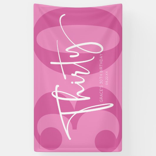 Roze Dertigste Dertigste Verjaardagsfeestje Spandoek (Verticaal)