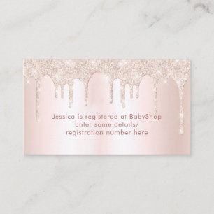 Roze details Baby shower glitter Drip Informatiekaartje