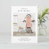 Roze deur geïllustreerde bewegende aankondiging (Staand voorkant)