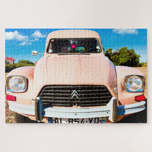 Roze Deux Chevaux, franse auto. Legpuzzel (Horizontaal)