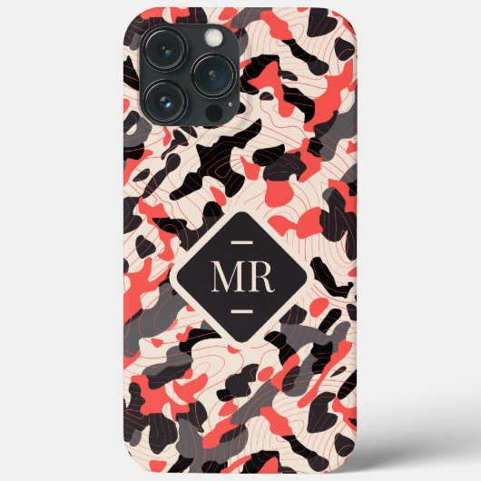 Roze Diagonal Camo met Label en Custom Initialen Case-Mate iPhone Case (Achterkant)
