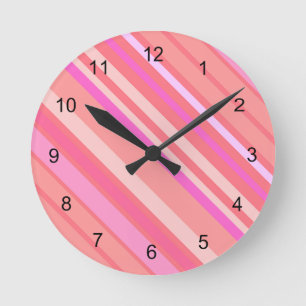Roze diagonale strepen ronde klok