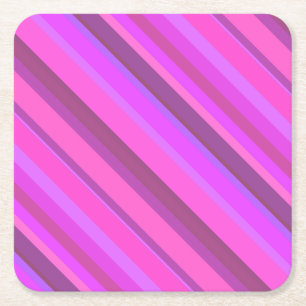 Roze diagonale strepen vierkante kartonnen onderzetter