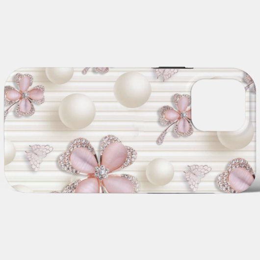 Roze diamant 4-blad klaver Case-Mate iPhone case (Achterkant (horizontaal))