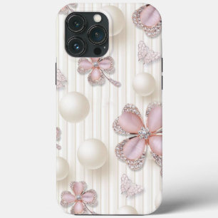 Roze diamant 4-blad klaver iPhone 13 pro max hoesje