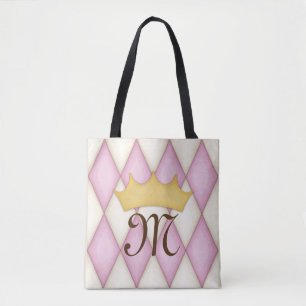 Roze Diamant Check Persoonlijke Naam Prinses Draagtas