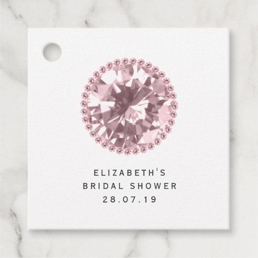 Roze Diamant en Kant Bedankjes Labels (Voorkant)