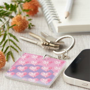 Roze Diamant Hart Patroon – Cute & Stijlvol Ontwer Sleutelhanger