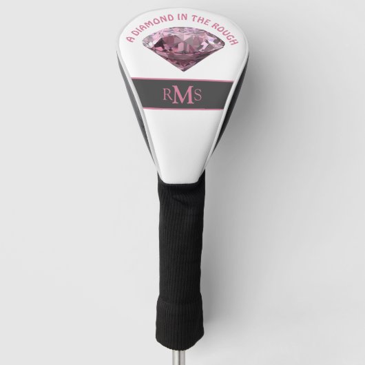 Roze Diamant in het ruwe gepersonaliseerde Golfheadcover (Voorkant)