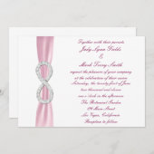 Roze Diamant Infinity bruiloft uitnodiging (Voorkant / Achterkant)