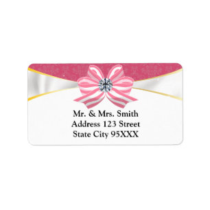 Roze diamant lint met roze damast etiket