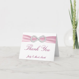 Roze Diamant Oneindig Huwelijk Dankjewelkaart Bedankkaart