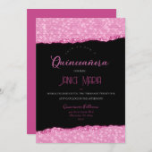 Roze Diamant Quinceañera Uitnodiging (Voorkant / Achterkant)
