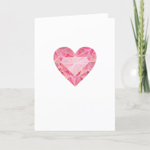 Roze Diamant Waterverf Hart Edelsteen Glam Liefdes Feestdagen Kaart